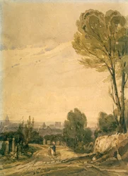 Paris vu du cimetière du Père Lachaise, vers 1825