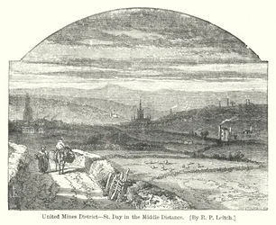 District des Mines Unies, St Day au loin (gravure)