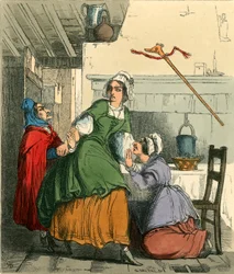 La vieille femme sauvant Nell de la colère de sa sœur