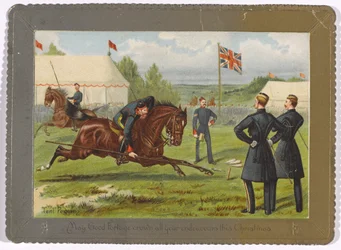 Tent Pegging Que la bonne fortune couronne tous vos efforts ce Noël, vers 1890
