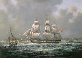 Navire de la Compagnie des Indes orientales H.C.S. Thomas Coutts au large des Needles, île de Wight