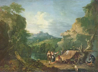 Paysage avec bandits autour d