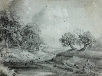 Paysage avec femme et vaches (recto); Esquisse d
