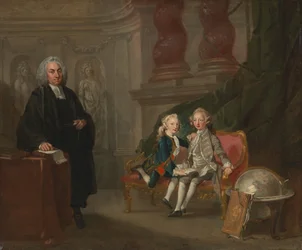 Prince George et Prince Edward Augustus, fils de Frederick, Prince de Galles, avec leur tuteur Dr. Francis Ayscough