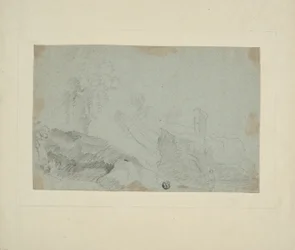 Paysage rocheux avec personnage debout
