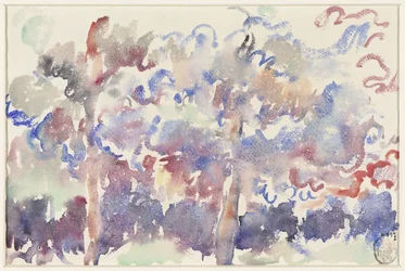 Paysage, Boitsfort, avec arbres fruitiers en fleurs