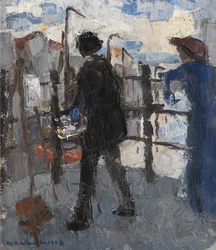 Le peintre sur le Hoogbrug à Malines