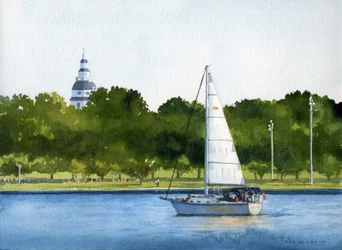 Voile sur la Severn, 2007 (aquarelle sur papier)