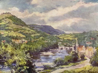 Vue de Llangollen (lithographie en couleur)