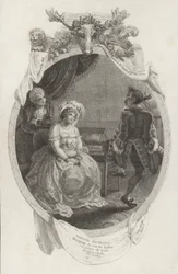 Scène de Le Mari Tendre par Richard Steele (gravure)