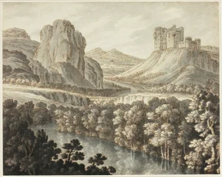 Un paysage romantique avec un château en ruine