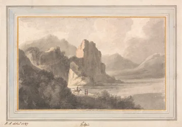 Figures dans un Paysage Romantique Rocheux