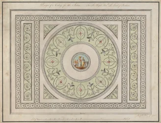 Headfort House, Irlande : Plafond du salon