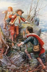 Christian rencontre Timorous sur la colline Difficulté (lithographie couleur)