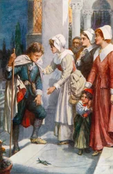 Christian accueilli à la Belle du Palais (litho couleur)