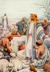 Jacob rencontrant Rachel (lithographie en couleur)