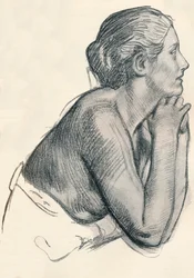 Une étude en sanguine, vers 1900