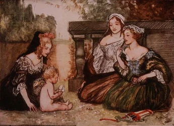 Cupidon et ma Campaspe jouaient aux cartes pour des baisers, extrait du Golden Treasury de Palgrave, publié en 1907