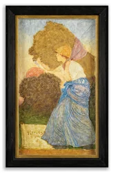 Moisson (relief en plâtre, coloré)