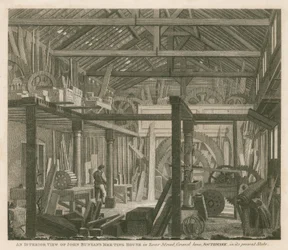 Vue intérieure de la maison de réunion de John Bunyan à Zoar Street, Gravel Lane, Southwark, dans son état actuel