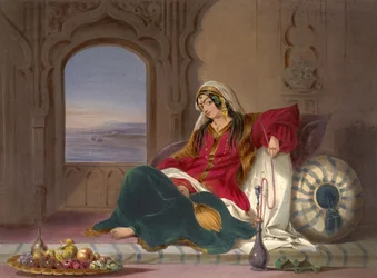 Dame de rang de Kandahar, en train de fumer, 1848