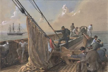 Pont avant du Great Eastern dégagé pour la première tentative de grappin