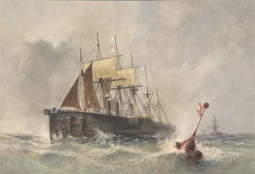 Lancement de la bouée depuis la proue du Great Eastern le 8 août 1865, 1865-1866