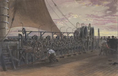 La machine de déroulage à la poupe du Great Eastern, 1865