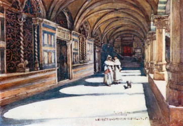 Le cloître vert de Santa Maria Novella (lithographie couleur)