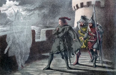 Hamlet voyant le fantôme de son père sur les remparts du château d
