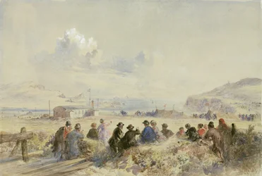 Observation des manœuvres depuis les dunes, baie de Foilhummerum, Valentia, vers 1865 (aquarelle sur papier)