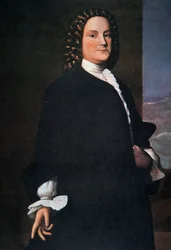 Benjamin Franklin dans la quarantaine (lithographie en couleur)