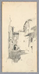 Dessin, scène de rue, 1882