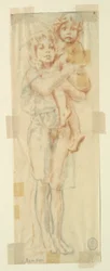 Étude pour une femme tenant un enfant, « Fête des vendanges », Mendelssohn Glee Club, New York, NY