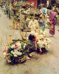 Le marché aux fleurs, Tokyo, 1892