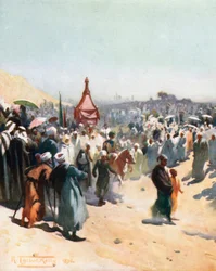 Reture du Mahmal (lithographie couleur)
