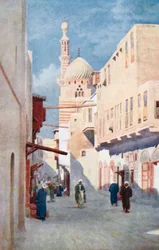 The Sais Mosque, Cairo (colour litho)