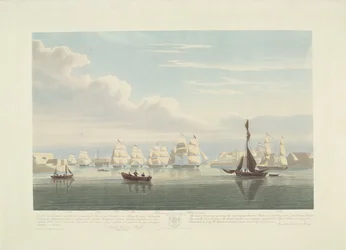 Départ de douze navires marchands néerlandais du port de Portsmouth, 1833 (plaque 1)