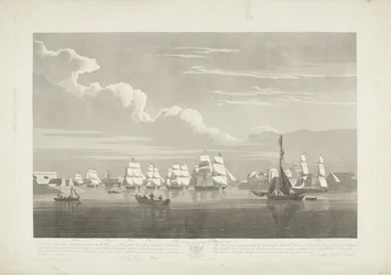 Départ de douze navires marchands néerlandais du port de Portsmouth, 1833 (plaque 1)
