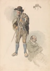 Études de Figures: Un Travailleur Agricole, M. Samuel, le Maître de Dessin Allongé et Somnolent, et une Légère Esquisse d