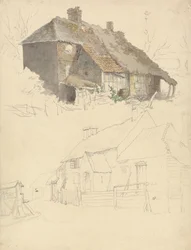 Esquisses de cottages : deux études sur une feuille