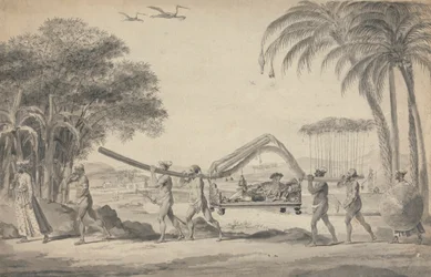 Voyageur en palanquin en Inde