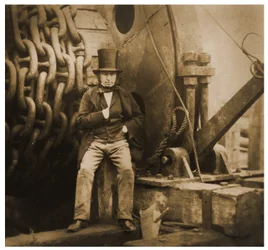 Isambard Kingdom Brunel par les chaînes de lancement du SS Great Eastern, 1857