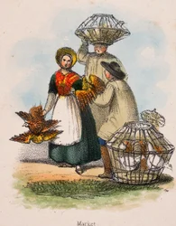 Marché, vers 1845