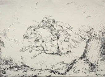 Spécimens de polyautographie : Charge de cavalerie