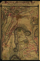 Bataille de Gettysburg, Penna. Montrant les positions tenues le 1er et le 3 juillet 1863. LOC gvhs01.vhs00265