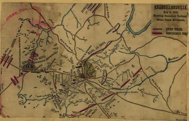 Chancellorsville, 2 mai 1863, montrant le grand mouvement de flanc de Stonewall Jackson LOC gvhs01.vhs00287