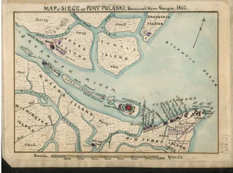 Carte du siège de Fort Pulaski - Savannah River Georgia. 1862. LOC gvhs01.vhs00085