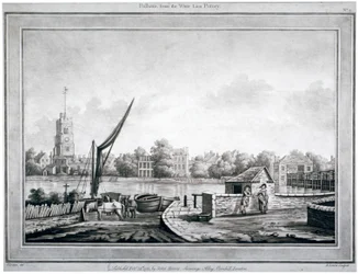 Vue de Fulham depuis le White Lion Inn, Putney, Londres, 1783