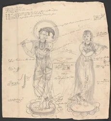 Un homme et une femme jouant de la flûte